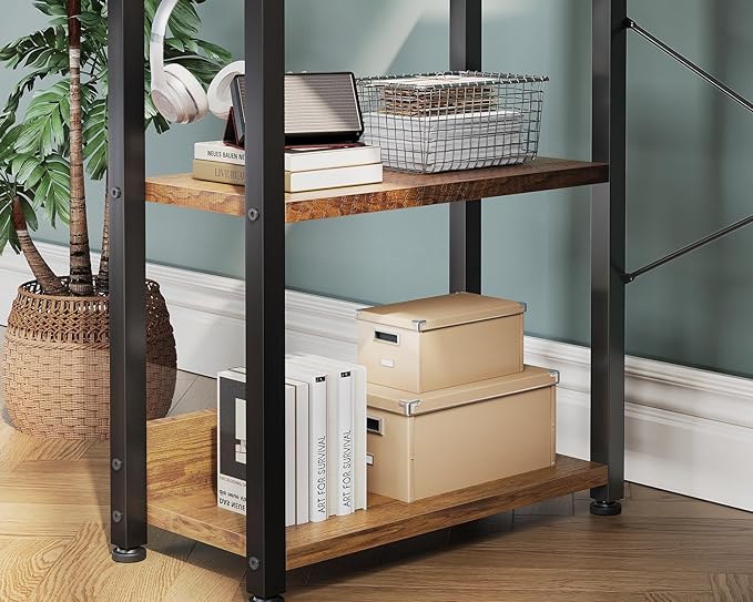Casaottima 40 Inch Small Computer Desk with 4 Fabric Drawers, Modern PC Desk for Small Spaces, Home Office Desk with Storage Shelves, Vintage