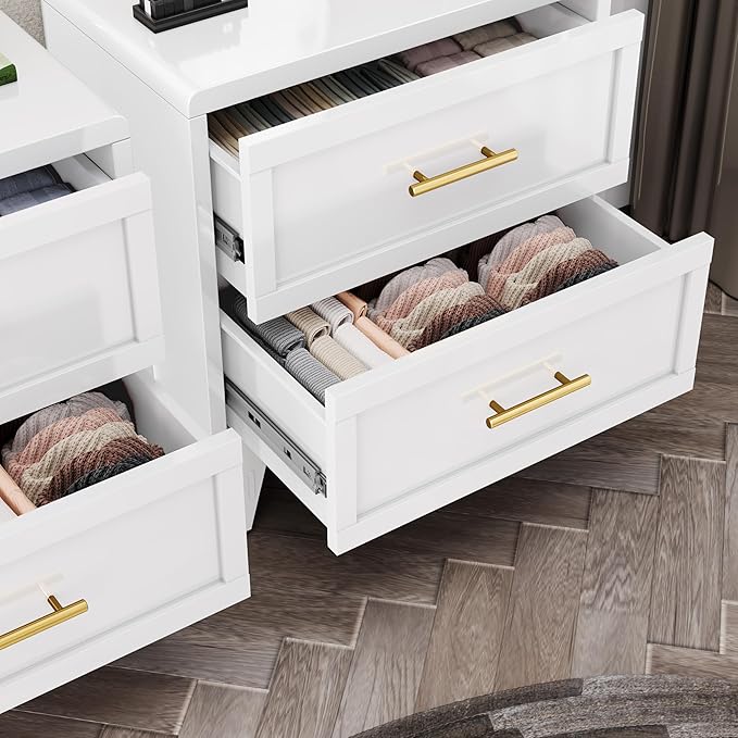 26.42" Tall Dresser for Bedroom 2 Drawers, Metal Dresser Chest of Drawers, Metal NightStand, Circular Drawer Cabinet for Home,Filing Cabinet with Drawers for Office (White)