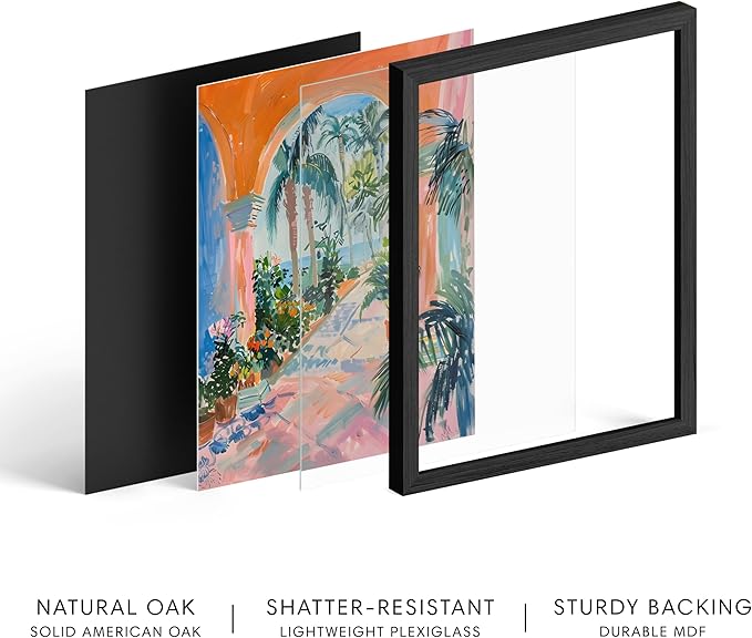 HAUS AND HUES Floral Art Wall Decor - Wildflowers Wall Art for Living Room, Floral Artwork for Bedroom Walls, Flower Painting for College Girls Dorm Room (City Scenery 3, Black Frame, 16x20)