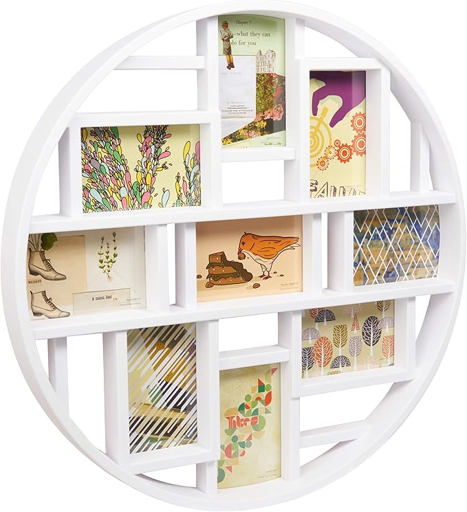 Umbra Luna Collage Picture Frame Holds Nine 4x6 Photos, Large 22-Inch Diameter, White