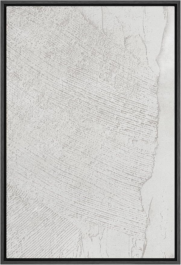 SIGNFORD Framed Canvas Print Wall Art White Grunge Paint Stroke Landscape Abstract Shapes Illustrations Modern Art Decorative Boho Relax/Zen Nordic for Living Room, Bedroom, Office - 24"x36" Black