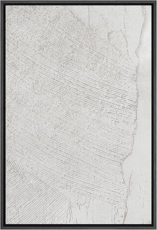 SIGNFORD Framed Canvas Print Wall Art White Grunge Paint Stroke Landscape Abstract Shapes Illustrations Modern Art Decorative Boho Relax/Zen Nordic for Living Room, Bedroom, Office - 24"x36" Black