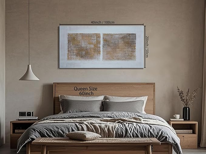 Arjun Abstract Canvas Wall Art Textured Hand Painted, Modern Brown Grey Geometric Wall Décor Painting for Living Room Bedroom Home Office, Wabi-Sabi Minimalist Neutral Picture Large Framed Artwork