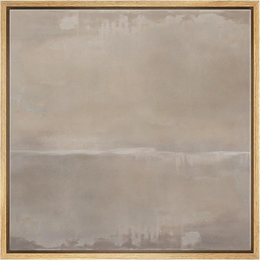 SIGNWIN Framed Canvas Print Wall Art Grey Neutral Abstract Soft Contemporary Illustration Modern Art Decorative Nordic Minimal Calm/Zen for Living Room, Bedroom, Office - 16"x16" Natural