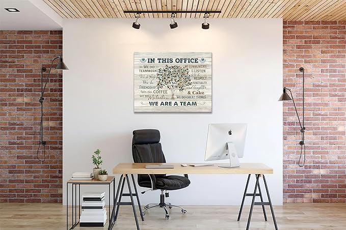 Yibuda In This Office Wall Art Motivational Quotes Pictures Wall Decor We Are A Team Canvas Painting Modern Room Office Decorations Artwork Framed Ready to Hang 16"x12"