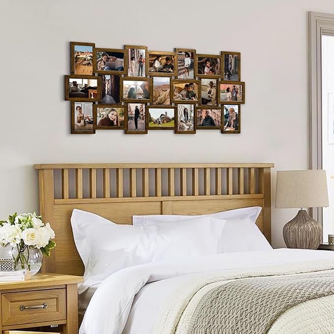 J.M.Deco Collage Picture Frames for Wall Decor, 21-Opening Reunion Family Picture Frame Set, One-Piece Photo Frames for Living Room, Bedroom, Gallery, Gold