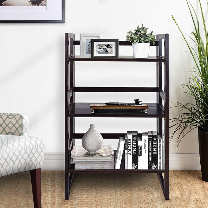 Casual Home 3-Shelf Folding Student Bookcase (20.75" Wide)-Espresso