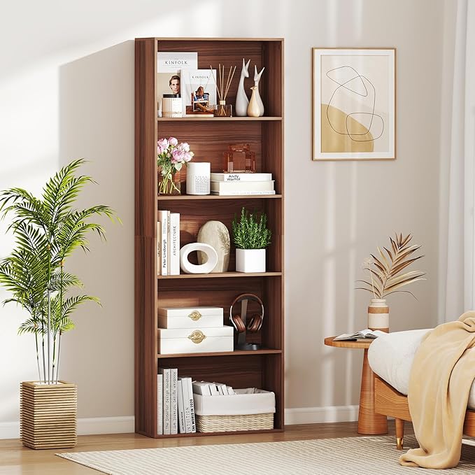 Giantex 5-Tier Bookshelf Set of 2, Freestanding Bookcase with 5 Open Shelf, Modern Display Shelf, Storage Organizer for Living Room Bedroom Home Office