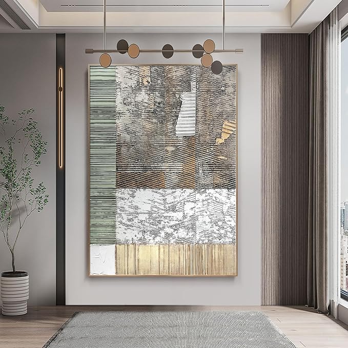 BrightA Gray Extra Large Wall Art Abstract Large Canvas Art Large wall Paintings Big Wall Decor Living Room for Bedroom Dining Room Wall Decor 55.1"x78.7"