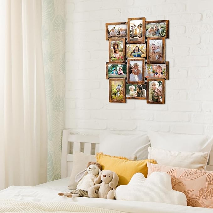 HELLO LAURA - 4x6 Picture Frame Collage Classic Photo Frames Gallery Collection Display 12 Opening Photos Collage Frame for Wall Picture Frame 6" x 4" Photo Sockets x 12 | Bronze Like Edge