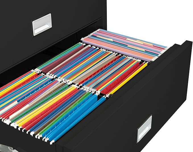 38 inch Wide 4-Drawer Lateral Fireproof File Cabinet – Legal and Letter Size Filing – Key Lock – Water Resistant – Fire Safe and Impact Rated – Black Finish – Model LAT4W38B