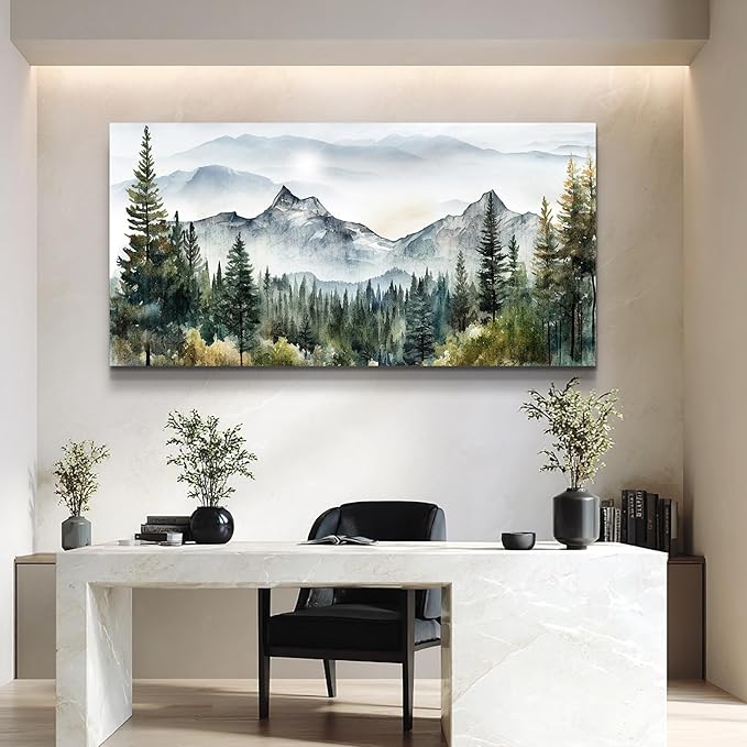 hyidecorart Wall Art For Living Room Canvas Wall Decorations For Bedroom Large Size Office Wall Decor Abstract Mountain Scenery Paintings Pictures Artworks Ready To Hang Home Decoration 24X48