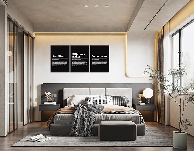 Motivational Canvas Wall Art Office Wall Decor Difference maker Noun Poster Inspirational Artwork Ambition Commitment Noun Picture Print Framed Home Living Room Gym Wall Decor[60''Wx 28''H]