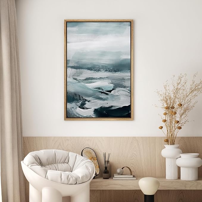 SIGNWIN Framed Canvas Wall Art Abstract Color Block Canvas Prints Home Artwork Decoration for Living Room,Bedroom - 24x36 inches