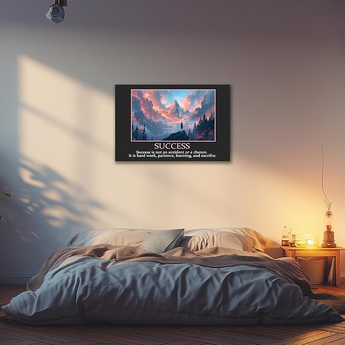 UZMKM - Office Wall Art, Motivational & Inspirational Quotes Canvas Wall Art for Home Office Wall Decor, Positive Quote Wall Decor, SUCCESS Words Poster Frame for Company Wall Decor 32x48 Inch