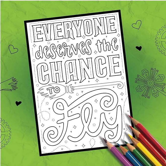 WICKED | “Like a Handprint on My Heart” Collection | 4 Individual COLORING POSTCARDS by Coloring Broadway | Hand-drawn illustrations - Printed on matte card stock (5 x 7) - Set of 4, black