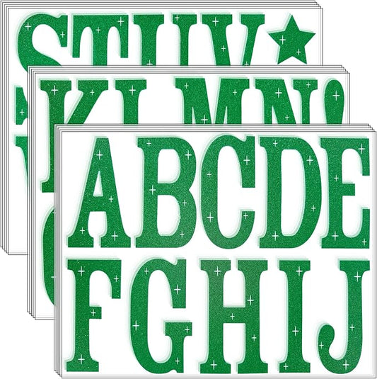 Glitter Bulletin Board Letters 155 Pieces 4 Inch Letter Stickers for Poster Board Stick on Letters for Bulletin Board Display Home School Classroom Decor(Green)