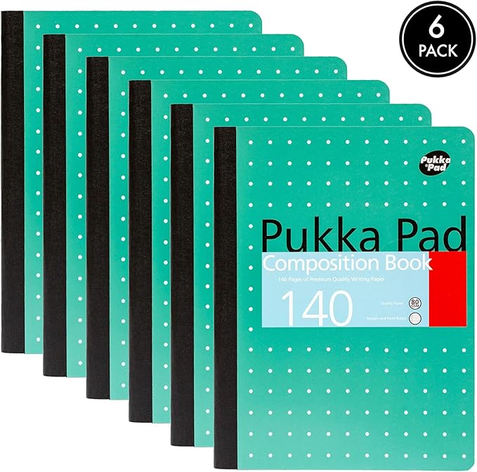Pukka Pad, Composition Notebooks - 6 Pack of Journals Featuring 140 Pages of College Ruled 80GSM Paper with Sturdy Cover Stock - 9.75 x 7.5in - Metallic