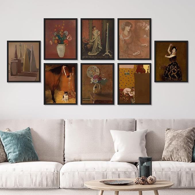 SIGNWIN Framed Poster Bathroom Decor 11"x14"x 8 Black, Wall Art Room Decor Multicolor for Living Room, Bedroom, Office Sepia Botanical Flower Bouquet Dancers Classic Vintage Bohemian