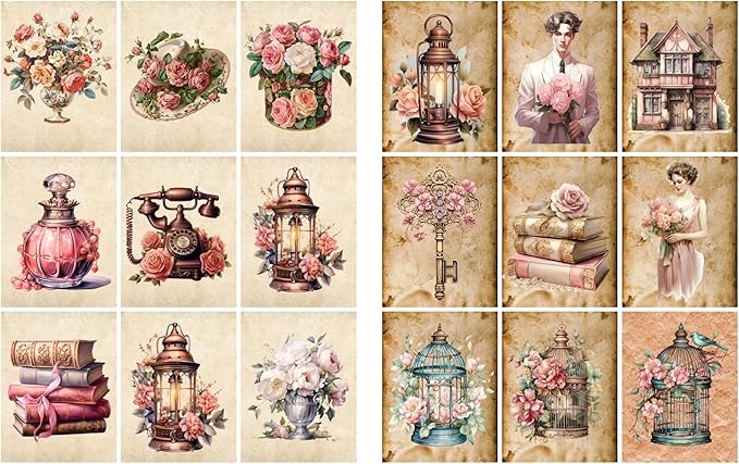 Generic Paper Moon Media: Bundle of 6 Pages of Antique Tags 8.5 x 11, 6 Sheets for Journals, Scrabpooking, ATC, Card Making etc, Collage Sheet Bundle, DYI Crafts, Single Sided Prints, 717232
