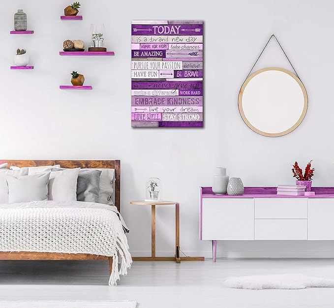 CGXART Inspirational Wall-Art - Wall Decor For Bedroom Teen Girl - Large Wall Pictures For Living Room - Purple Wall Art Word Artwork For Home Walls Teenage Girl Room Decor Size 24x36