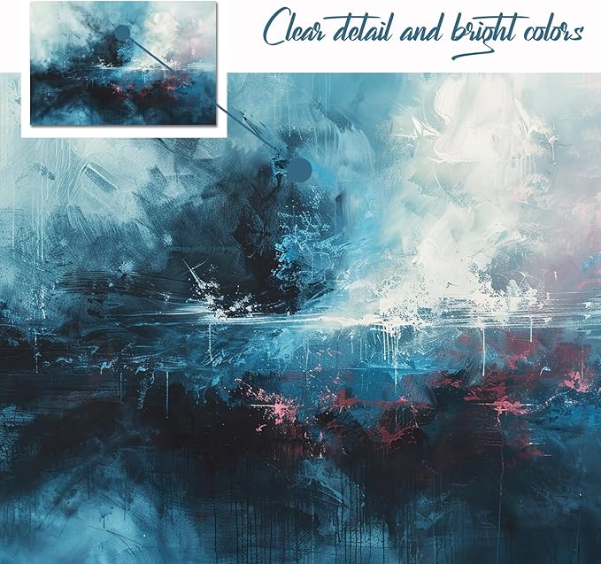 gaosoul Modern Abstract Canvas Wall Art Blue Graffiti Painting on White Background Stylish Framed Minimalism Artwork Prints for Living Room Bedroom Office Decor 24x16in