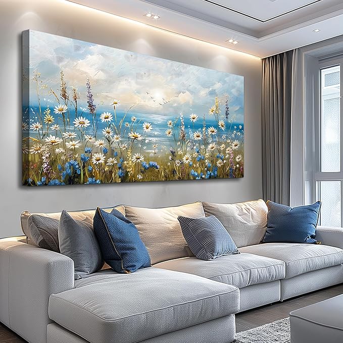 Canvas Wall Art for Living Room Wall Decor for Bedroom Office Modern Hotel Wall Decorations White Flower Landscape Paintings Farmhouse Pictures Artwork Room Aesthetic Home Decor 40x20