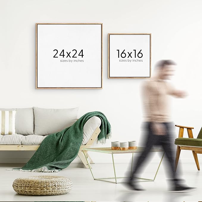 SIGNWIN Framed Canvas Print Wall Art Brown White Grunge Geometric Lines Abstract Shapes Modern Art Decorative Boho Relax/Zen Nordic for Living Room, Bedroom, Office - 24"x24" Natural