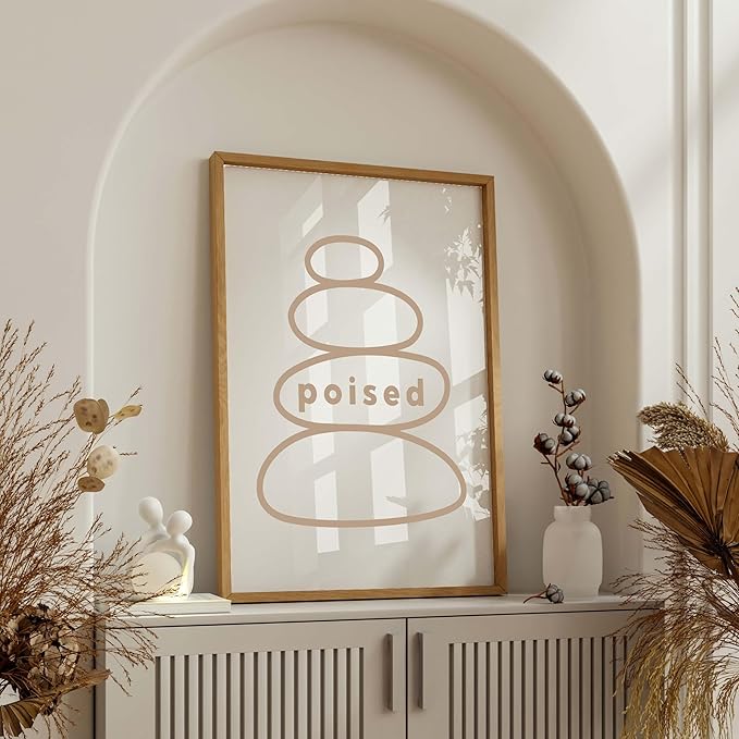 ALPINE INK CO. Inspirational Typography Satin Poster - Poised Calm Balance Art - Modern Minimal Wellness Style - Yoga Studio Home Office Wall Decor - 18x24 Unframed Satin Print