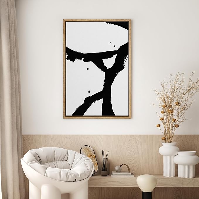 SIGNWIN Framed Canvas Wall Art Abstract Color Block Canvas Prints Home Artwork Decoration for Living Room,Bedroom - 24x36 inches