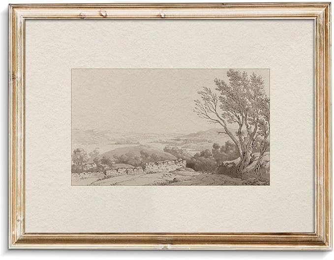 uniro Retro Sketch Neutral Wall Art for Home Decor, Farmhouse Landscape Tree Sketch Wall Painting Canvas Prints, Rustic Nature Canvas Prints Antique Moody Neutral Landscape Oil Painting Vintage Art Pictures for Bedroom Bathroom Decor( 8" x 10"-UNFRAMED)