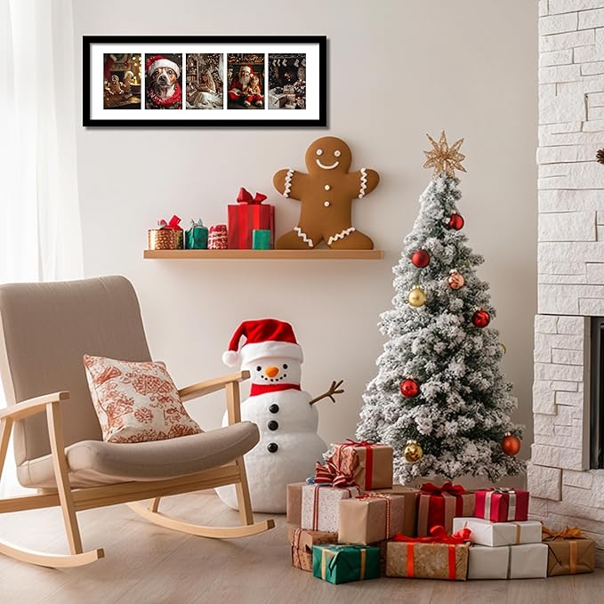 VIOLABBEY 8x24 Picture Frame 2Pack, Fits Five 4x6 Photos or One 8x24 Picture, Wall Frames Collage Decor, Black 4x6 Collage