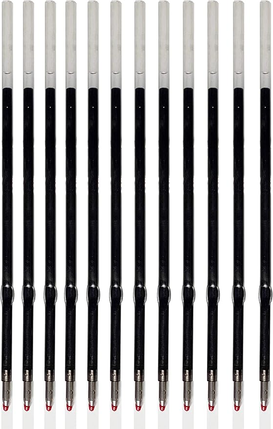 Pack of 12 Gel Ink Refill for Retractable Pens, Fine Tip Point 0.5mm, Black Ink, Fits Retractable Pen, Universal Size Refill, 115mm/11.5cm/4.5 inches (Black, 115mm, Fine Tip)