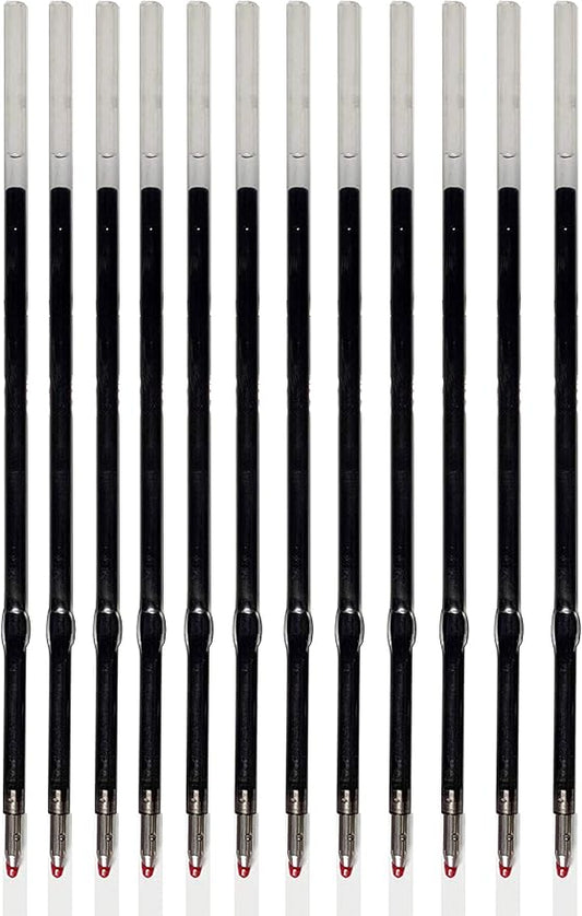 Pack of 12 Gel Ink Refill for Retractable Pens, Fine Tip Point 0.5mm, Black Ink, Fits Retractable Pen, Universal Size Refill, 115mm/11.5cm/4.5 inches (Black, 115mm, Fine Tip)