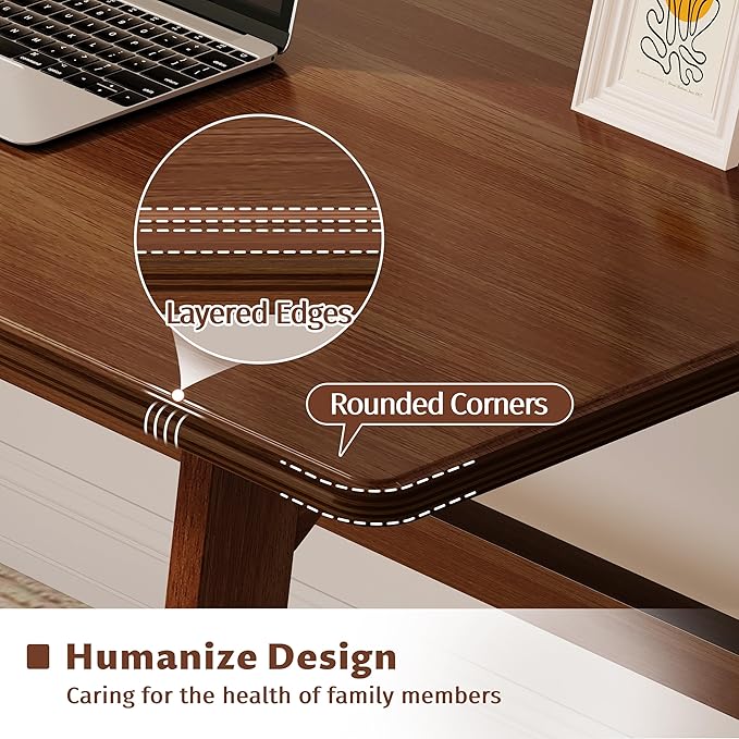 IOTXY Solid Wood Writing Table - 60" W x 24" D Minimalist Computer Desk for Home Office, Work, Study, Creativity, and PC Workstation, Walnut