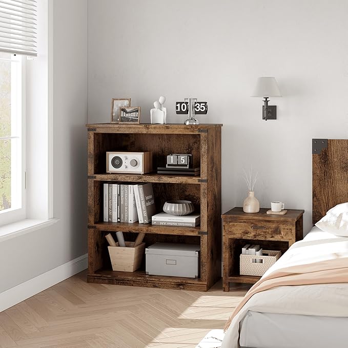 5 Tier Farmhouse Bookcase, 67.4" Tall Book Shelf with Storage, Wooden Bookshelves 5 Shelf Display Shelves for Home Office(67.4" H x 31.5" W x 12.8" D) (Vintage, 40.0" H x 31.5" W x 12.2" D)
