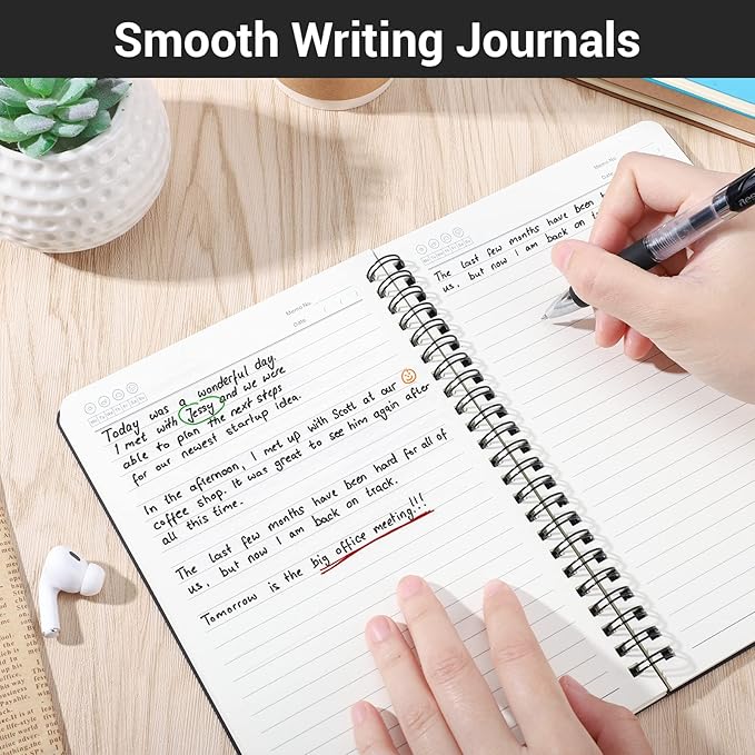 EUSOAR Spiral Journal Lined, A5 12 Pack 5.5" x 8.3" 120 Pages Lined Travel Writing Notebooks Journal, Memo Notepad Sketchbook, Students College Office Business Subject Diary Ruled Spiral Book Journal