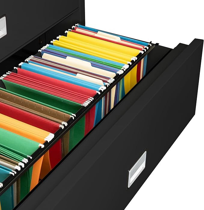 44 inch Wide 3-Drawer Lateral Fireproof File Cabinet – Legal and Letter Size Filing – Key Lock – Water Resistant – Fire Safe and Impact Rated – Black Finish – Model LAT3W44B