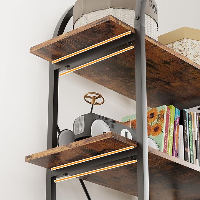 6 Tier Bookshelf, 83" Tall Arched Bookcase, Tall Book Shelf with Metal Frame, Industrial Display Standing Shelf for Living Room, Home Office, Bedroom, Brown