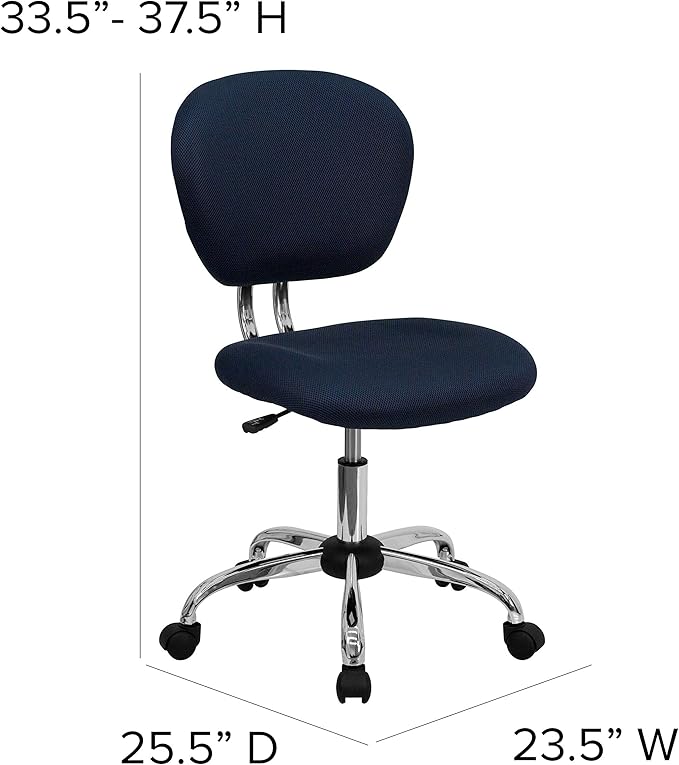 Flash Furniture Beverly Mid-Back Navy Mesh Padded Swivel Task Office Chair with Chrome Base