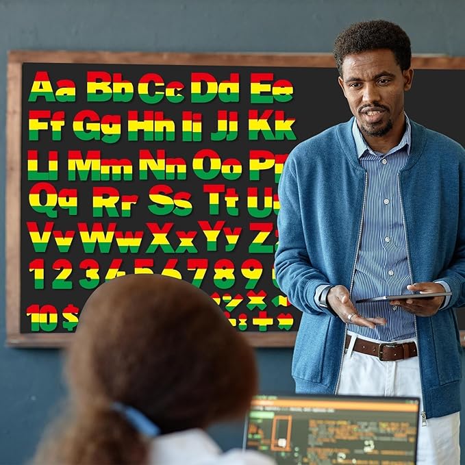 260 PCS Black History Month Bulletin Board Letters and Punctuation Cutout African American Alphabet Chalkboard Decoration Classroom Letter Poster Wall Bulletin Board Display Home School Decor Supplies