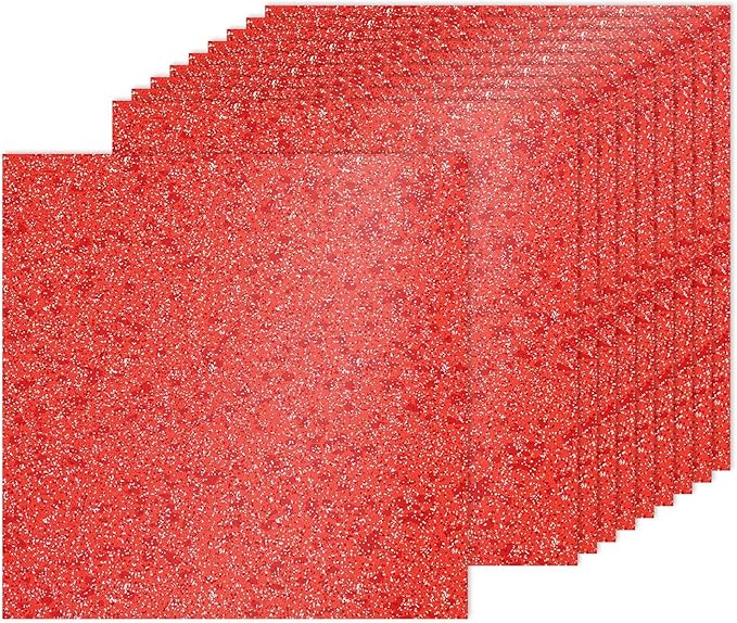 PATIKIL 10Sheets Red Glitter Cardstock, 12x12In Glitter Paper Card Stock Shiny Scrapbook 250gsm Sparkly Paper Large Shimmer for Crafts Scrapbook DIY Art Wedding Party