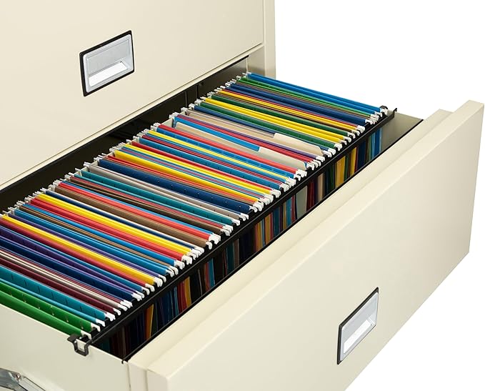 38 inch Wide 3-Drawer Lateral Fireproof File Cabinet – Legal and Letter Size Filing – Key Lock – Water Resistant – Fire Safe and Impact Rated – Putty Finish – Model LAT3W38P