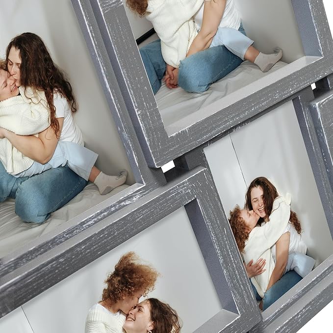 J.M.Deco Collage Picture Frames for Wall Decor, 18-Opening Reunion Family Friends Picture Frame Set, 4 x 6 Photo Frames Collage for Living Room Bedroom, Ashes