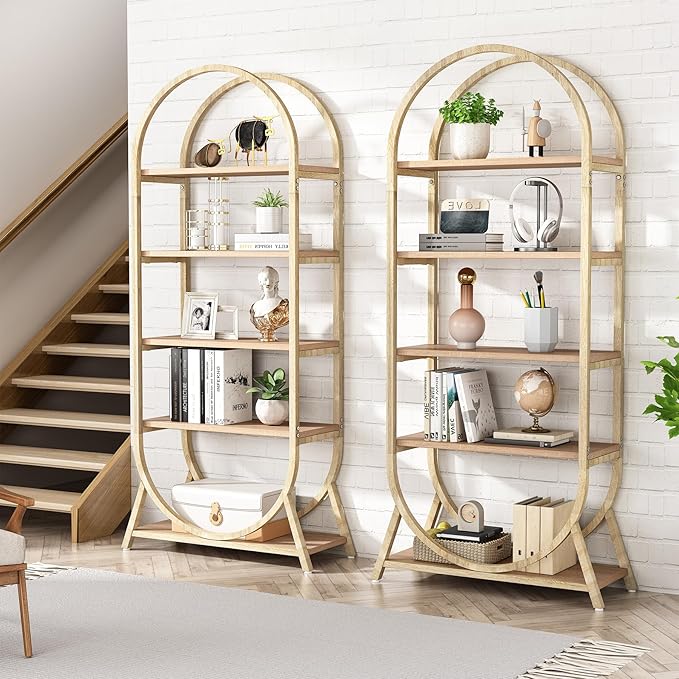 Tribesigns 5-Tier Open Bookshelf, 70.8" Tall Arched Bookcase, Modern Storage Bookshelves, Freestanding Display Rack Shelving Unit for Office, Bedroom, Living Room, Easy Assembly