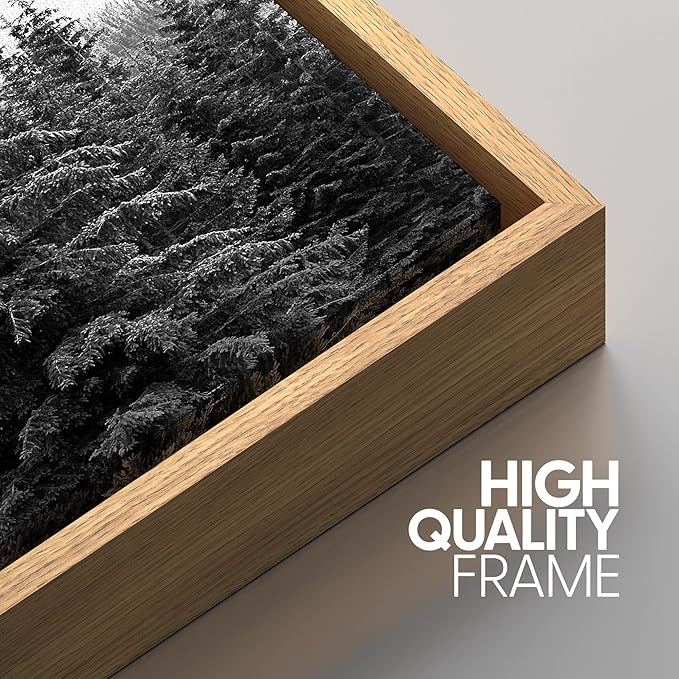 SIGNWIN 3 Piece Framed Canvas Wall Art Woodland Nursery Decor Black and White Forest Photo Nature Abstract Traditional Home Artwork Decoration for Living Room,Bedroom - 16"x24"x3 Natural
