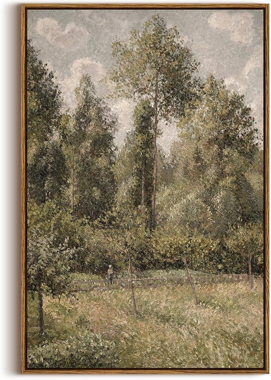 InSimSea Framed Canvas Prints Art Vintage Decor, Bushes Poplars Nature Landscape Paintings, Large Prints, Farmhouse Decor, Classical Wall Decorations for Bedroom Living Room Bathroom, 20"x30"