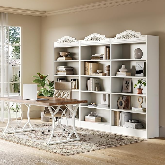 LITTLE TREE 5-Tier Bookcase with Storage, 73-Inch White Bookshelf, Modern Open Storage Shelf, Book Shelf for Living Room, Bedroom, Home Office