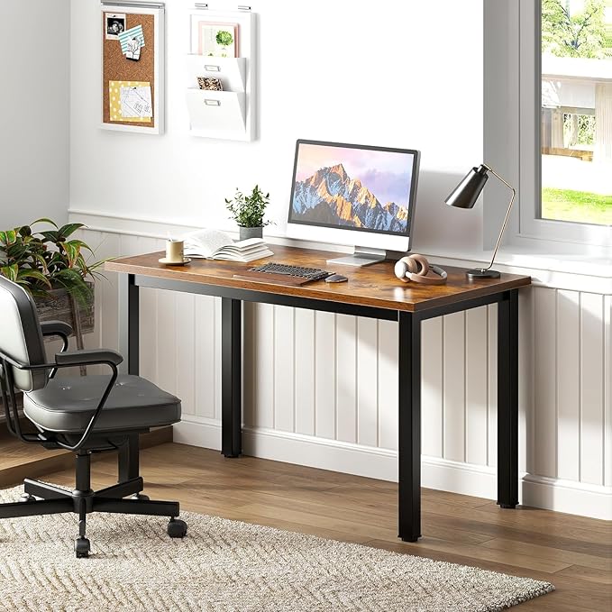 sogesfurniture 31.5 inches Sturdy Writing Desk for Small Spaces, Home Office Desk Computer Desk Gaming Desk Computer Table Sturdy Writing Workstation for Home Office, Brown
