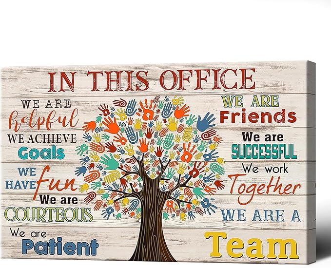Trendy In This Office We Are A Team Inspirational Wall Art Work Positive Motivation Modern Canvas Posters Encouraging Sign Prints Painting For Office Living Room Wall Decor 16x24in Framed